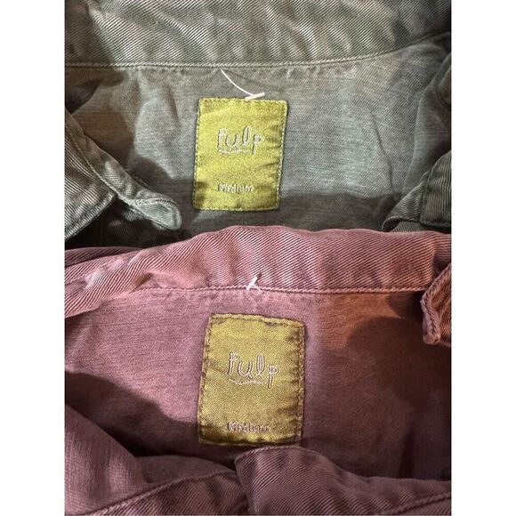 Bundle 2 Women 3/4 sleeve tencel button-down evergreen and walnut shirts M - Picture 4 of 12